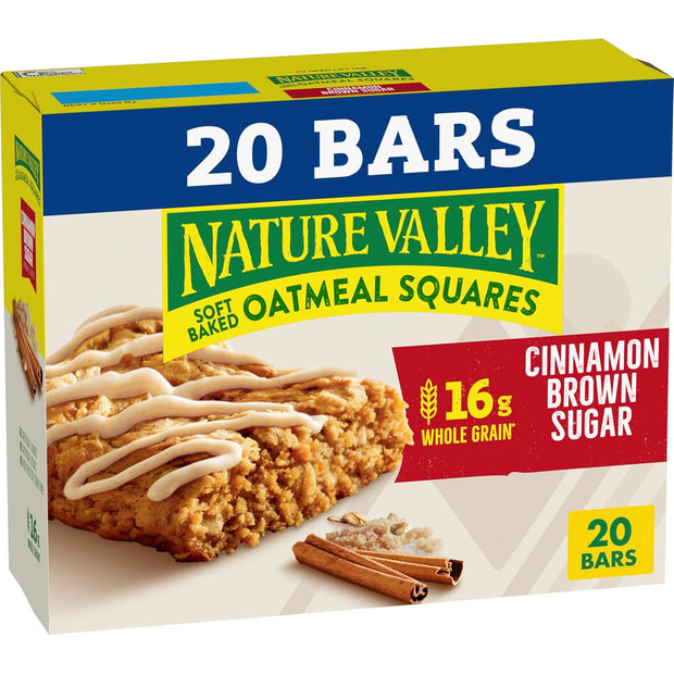 Nature Valley Soft Baked Oatmeal Squares, Cinnamon Brown Sugar, 20 Bars, 24.8 oz