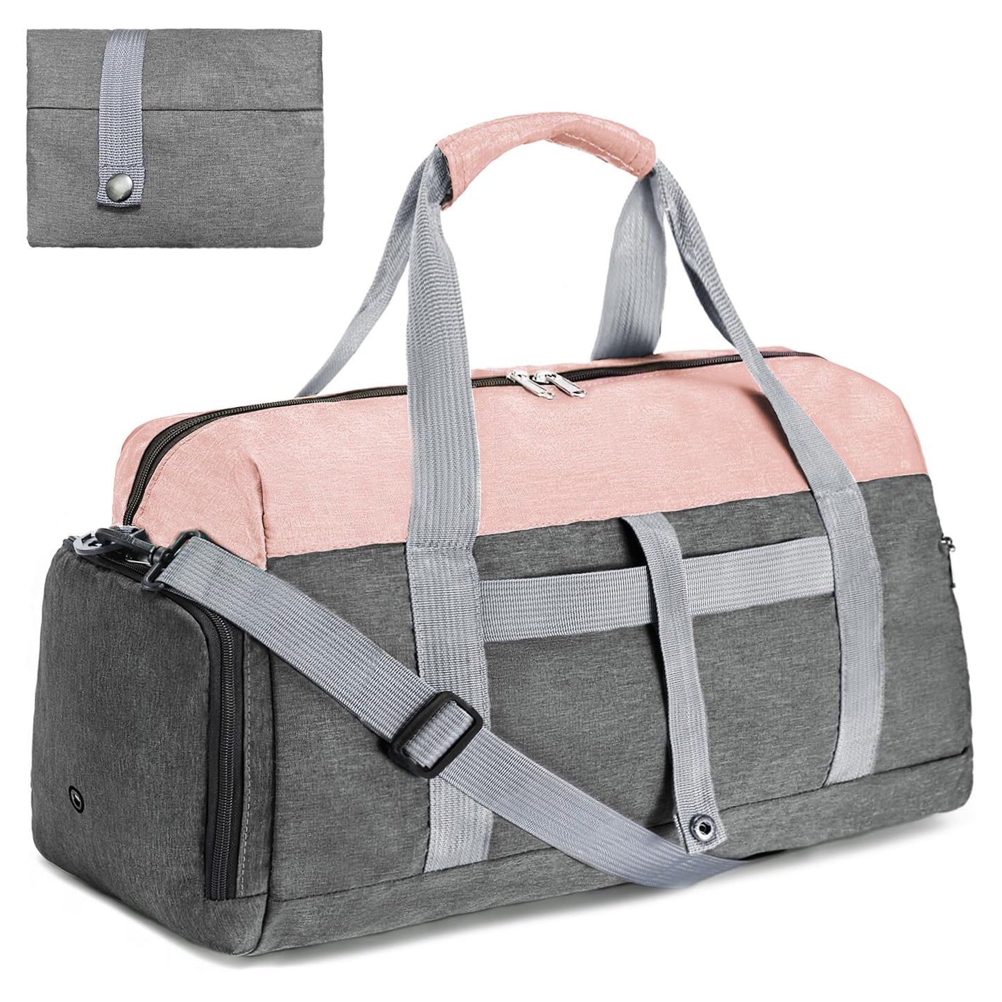 Gym Bags for Women Men with Wet & Shoe Compartment, 40L Foldable Travel Duffle Bag, Lightweight Weekender Overnight Duffel Bag for Traveling Sports Gym(Black)