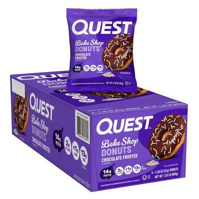 Quest Bake Shop, Chocolate Frosted Donuts, Protein Snack, Low Sugar, 9 Count
