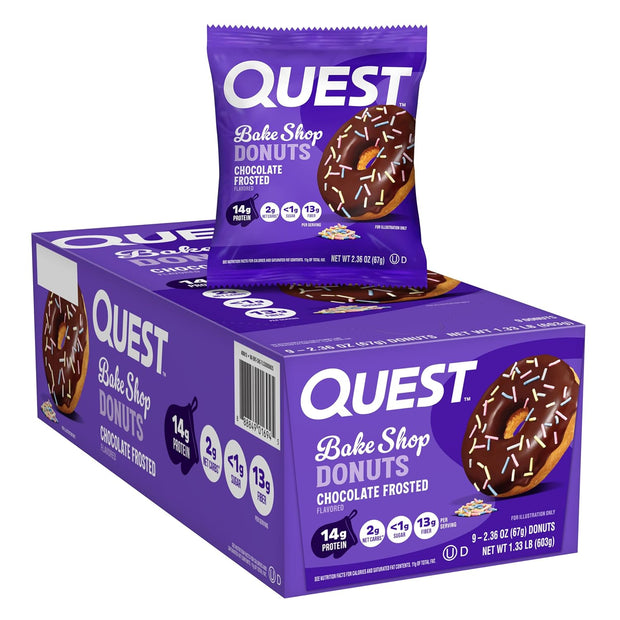 Quest Bake Shop, Chocolate Frosted Donuts, Protein Snack, Low Sugar, 9 Count