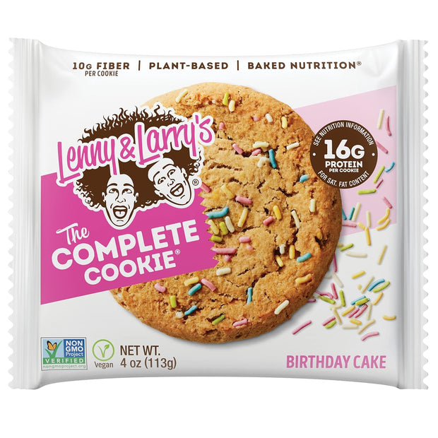 Lenny & Larryâ€™s - The Complete Cookie - Birthday Cake - 16g of Protein, 0g Trans Fat, No Soy, No Dairy, No Egg, 4 Oz (Pack of 12)