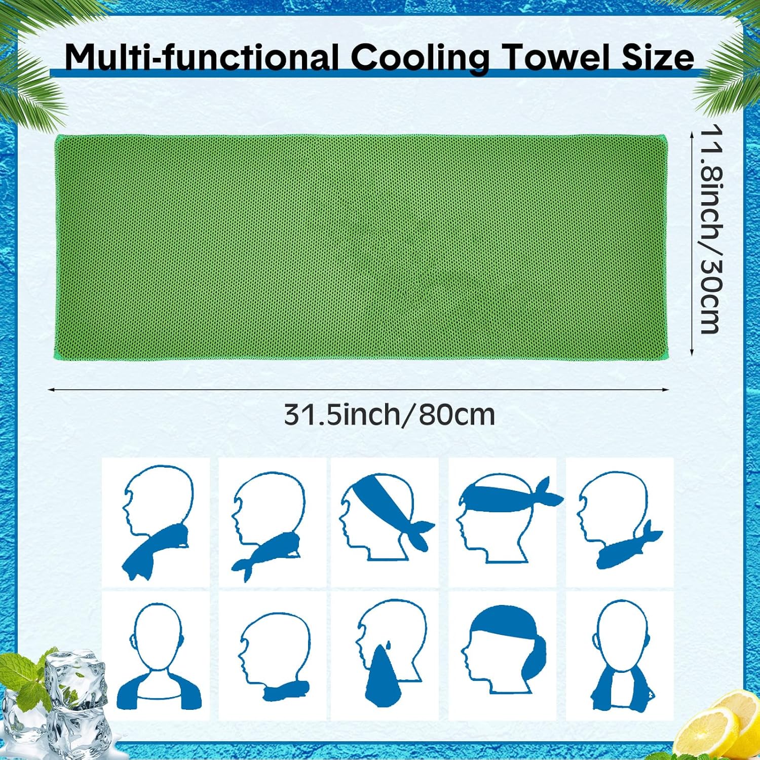 Hosuly Cooling Towel Bulk Ice Towel Chilly Breathable Polyester Soft Sport for Neck Yoga Athletes Gym Workout Camping Fitness Running 32 x 12 Inch