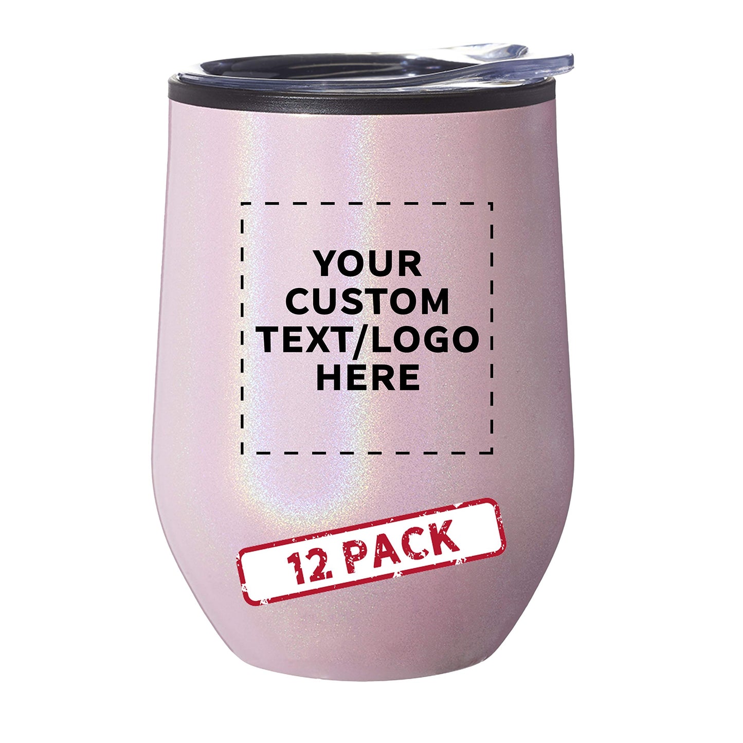 Custom Stemless Wine Tumblers 12 oz. Set of 6, Personalized Bulk Pack - Insulated, Perfect for Wine, Cocktails, Other Hot & Cold Beverages - Silver