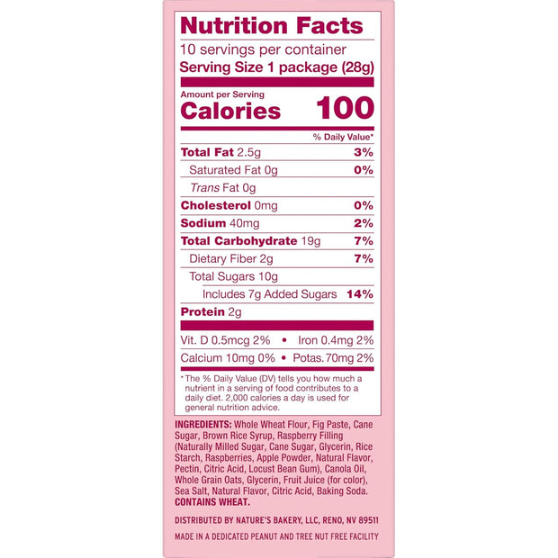 Nature's Bakery Fig Bar Minis, Raspberry, Whole Grain, Vegan Friendly, Kosher, Non-GMO, 10 Ounce (Pack of 6)
