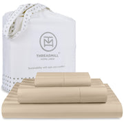 Threadmill 5-Star Hotel 500 Thread Count Best Bed Sheets, 100% Cotton Sheets Set for Queen Bed, Smoother Than Egyptian Cotton Claims, 4 Pc Set with Deep Pockets (Dark Grey)