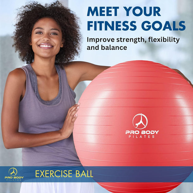 ProBody Pilates Exercise Ball - Multiple Sizes Gym Grade Balance Ball for Fitness, Yoga, Workout, Pregnancy & Physical Therapy