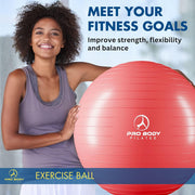 ProBody Pilates Exercise Ball - Multiple Sizes Gym Grade Balance Ball for Fitness, Yoga, Workout, Pregnancy & Physical Therapy