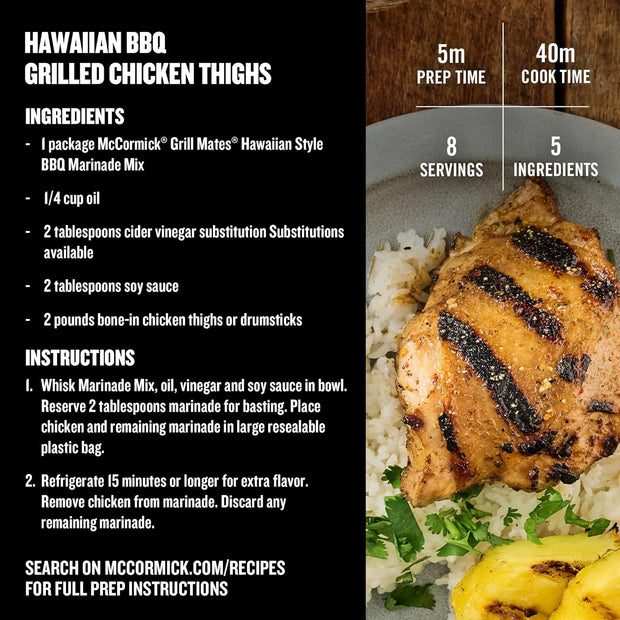 McCormick Grill Mates Marinade Mix, Asian BBQ, Korean-Inspired, 15 Minute Marinade for Chicken, Steak, and More, 1.25 oz (Pack of 12)