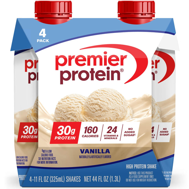 Premier Protein Shake, Cinnamon Roll, 30g Protein, No Added Sugar, 24 Vitamins & Minerals to Support Immune Health, 11 fl oz, 4 Pack (Packaging May Vary)