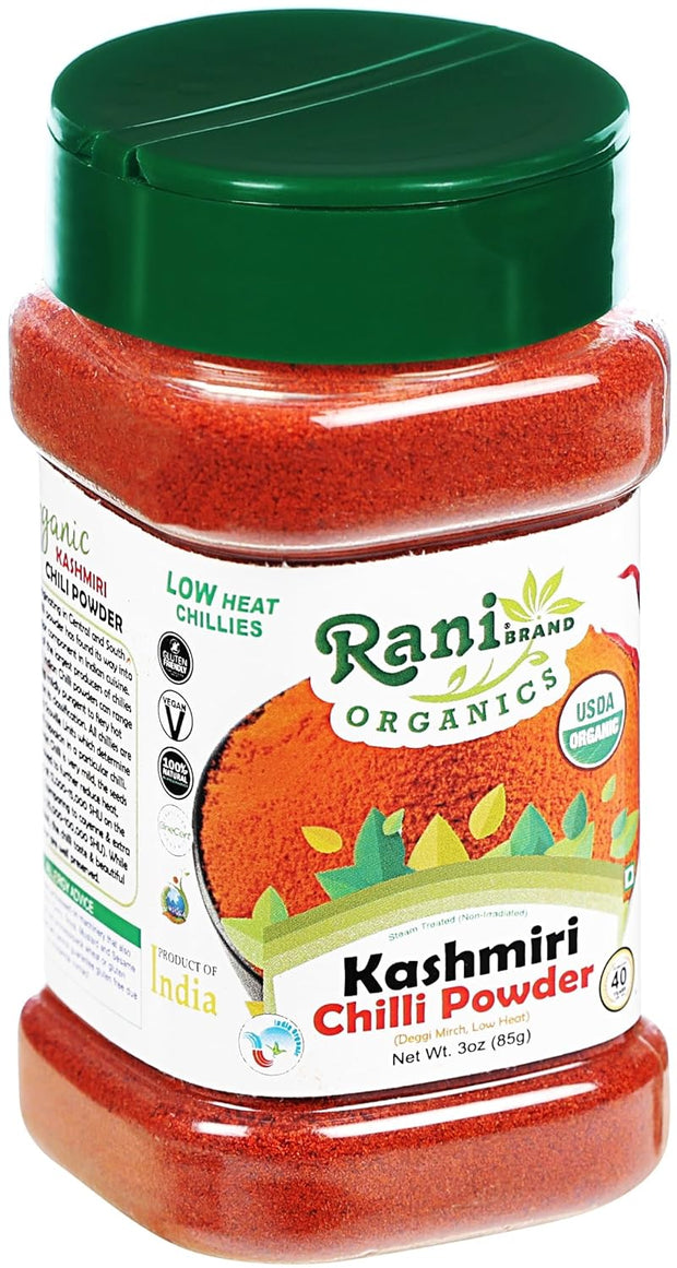 Rani Kashmiri Chilli Powder (Deggi Mirch, Low Heat) Ground Indian Spice 16oz (1lb) 454g PET Jar ~ All Natural | Salt-Free | Vegan | Kosher | Gluten Friendly