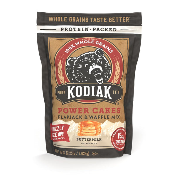 Kodiak Grizzly Size Power Cakes Mix, Buttermilk, High Protein,100% Whole Grains (Pack of 6 Bags)