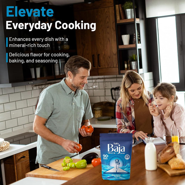 Saltix Baja Mineral Sea Salt – Fine Grind, 8 oz (1/2 lb), 160+ Servings – 100% Natural & Unrefined, Hand-Harvested from the Sea of Cortez – Mineral Rich, Low Sodium, Perfect for Cooking, Finishing & Hydration