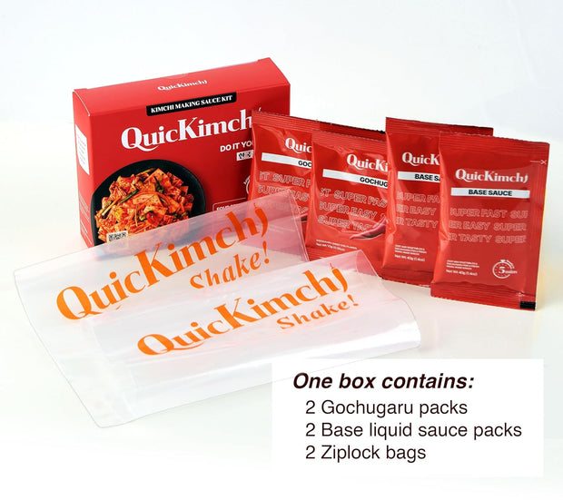 QuicKimchi DIY All Purpose Korean Kimchi Making Sauce Kit, 5-Minute Prep, Total 4 Servings, Base Liquid Sauce and Chili Flakes(gochugaru) 만능 김치 소스