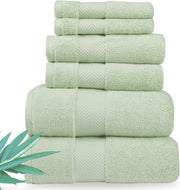 Ultra Soft & Plush Viscose from Bamboo Bath Towels - 700 GSM Luxury Bath Towels - 6 Piece Set - Super Absorbent & Quick Drying (Eucalyptus Green)