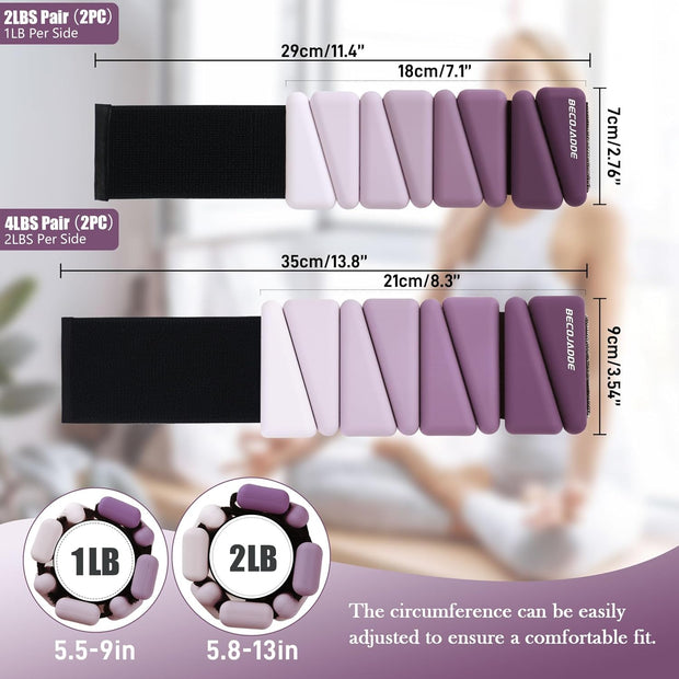 Wrist Weights for Women At Home Ankle Weights Set of 2 (1 lb /2 Lbs Each) Adjustable Weighted Wristbands Arm Leg Weights for Women Men Suitable for Walking Swimming Running Pilates Yoga Gym