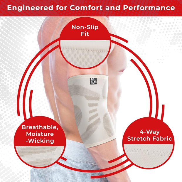 Nordic Lifting Elbow Compression Sleeves (1 Pair) – Support for Pain Relief, Tendonitis, Golfer’s & Tennis Elbow Recovery