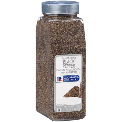 McCormick Culinary Shaker Grind Black Pepper, 16 oz - One 16 Ounce Container of Shaker Grind Black Pepper for Hot, Piney Flavors for Grilling and Cooking at Home