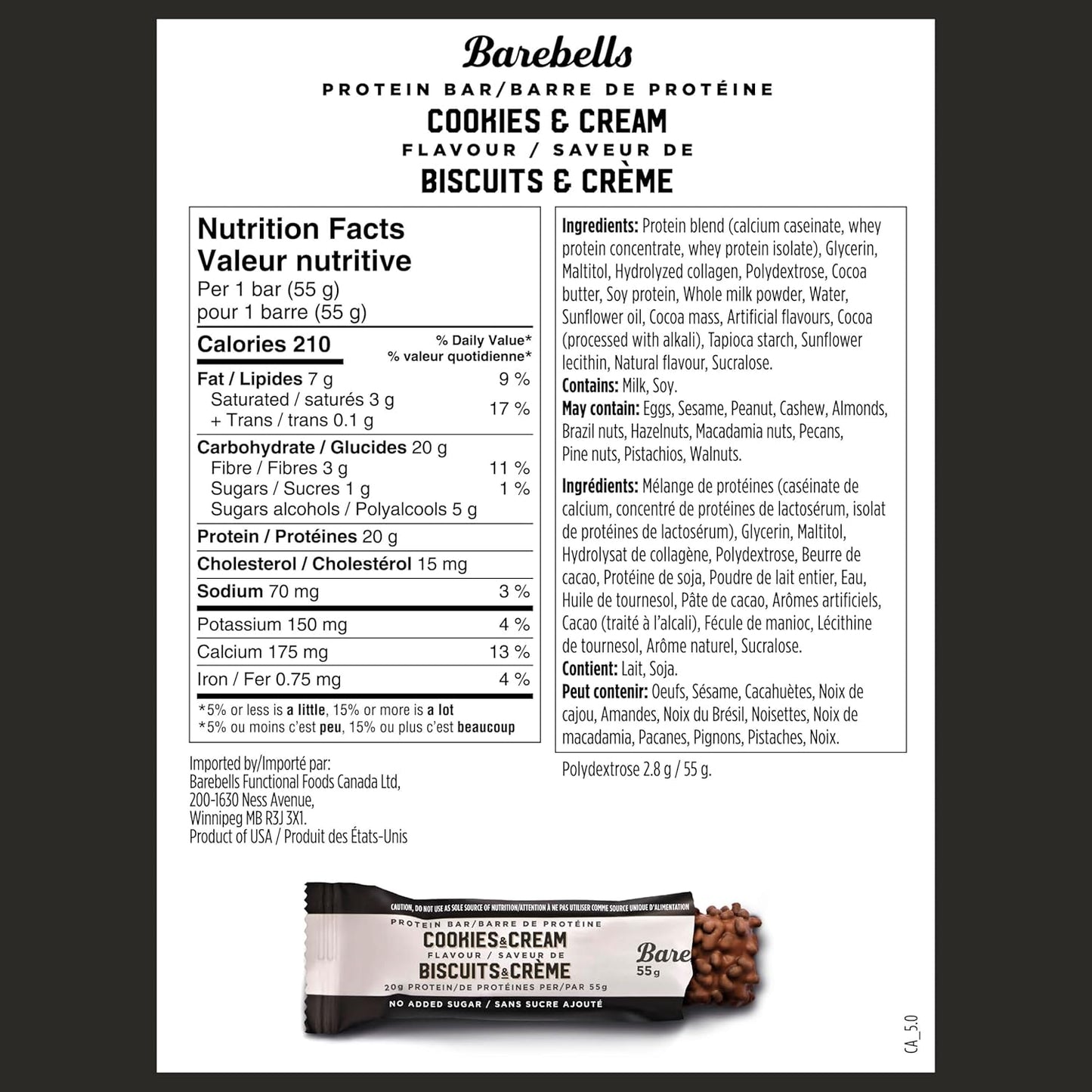 Barebells Protein Bars Cookies & Cream - 12 Count, Pack of 2 - Protein Snacks with 20g of High Protein - Chocolate Protein Bar with 1g of Total Sugars - On The Go Protein Snack & Breakfast Bars