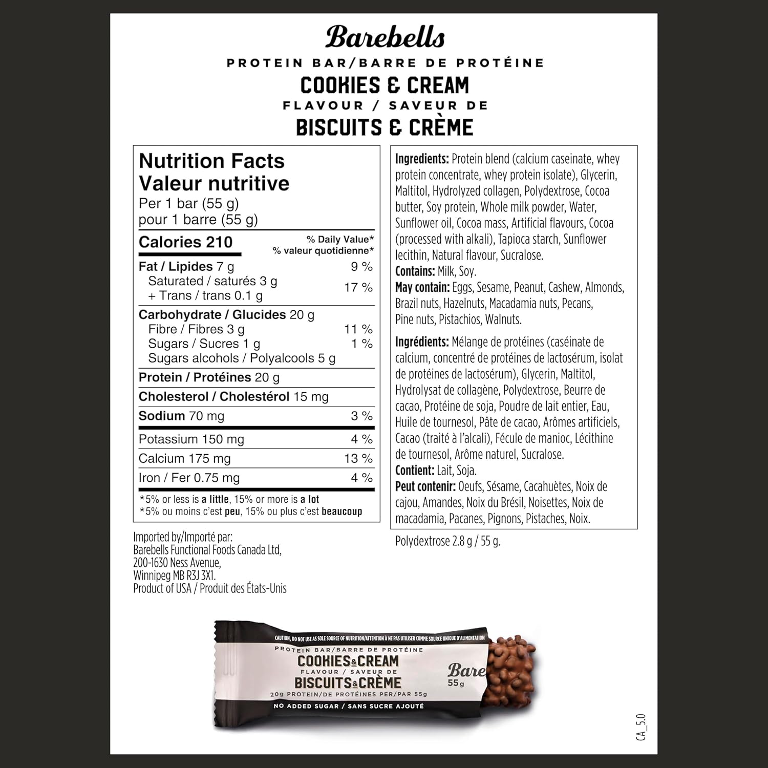 Barebells Protein Bars Cookies & Cream - 12 Count, Pack of 2 - Protein Snacks with 20g of High Protein - Chocolate Protein Bar with 1g of Total Sugars - On The Go Protein Snack & Breakfast Bars