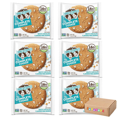 Lenny & Larry’s The Complete Cookie, White Chocolate Macadamia – 4oz Soft-Baked Vegan Cookies (Pack of 6) by Savanova – Plant-Based, Non-GMO, High Protein Snack, Dairy-Free, Egg-Free