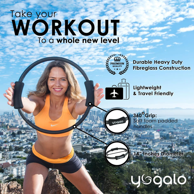 Pilates Ring and Ball Set with 3 Resistance Bands - Pilates Equipment for Home Workout - Magic Circle Pilates Ring 14 Inch to Tone, Sculpt and Strengthen - Fitness Ring for Yoga and Pilates