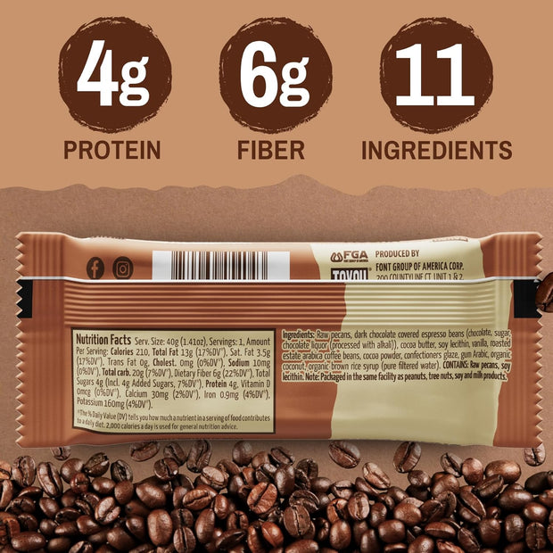 ToYou Chewy Fruit and Nut Bars - Healthy Protein Snacks | Coconut Mocha - 1.41 Ounce (Pack of 12) | Soft Chewy, Vegan, Fiber-packed Granola Bars for Adults and Kids, Made with Natural Ingredients