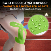 PreCut Kinesiology Tape for Knees, 12 PCS Waterproof KTQUICK Knee Tape for Knee Pain Relief Pre Cut, Original Cotton Athletic Knee Tape, Waterproof & Hypoallergenic Latex-Free for Sports (Black)