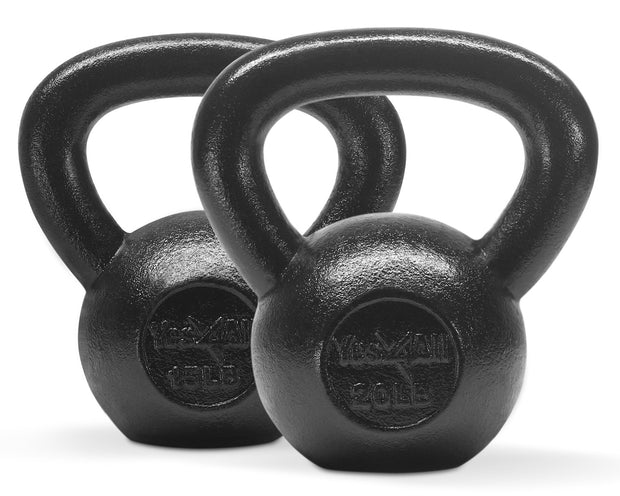 Yes4All Kettlebell Cast Iron Sets 5 - 10 - 15 - 20 - 25 - 30 lbs, Multi-Level from Beginners to Pros Kettlebell Set for Strength Training & Home Gym Equipment