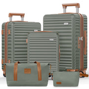 SHOWKOO Luggage Sets 3 Piece Hardside Expandable Suitcase with Double Spinner Wheels Tsa Lock Green (20in/24in/28in)