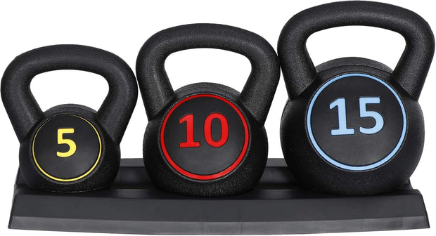 LEMY 3/4-Piece Kettlebell Strength Training Set, Fitness Equipment Exercise Wide Grip Kettlebells, Full Body Workout, Core Training for Home, Gym