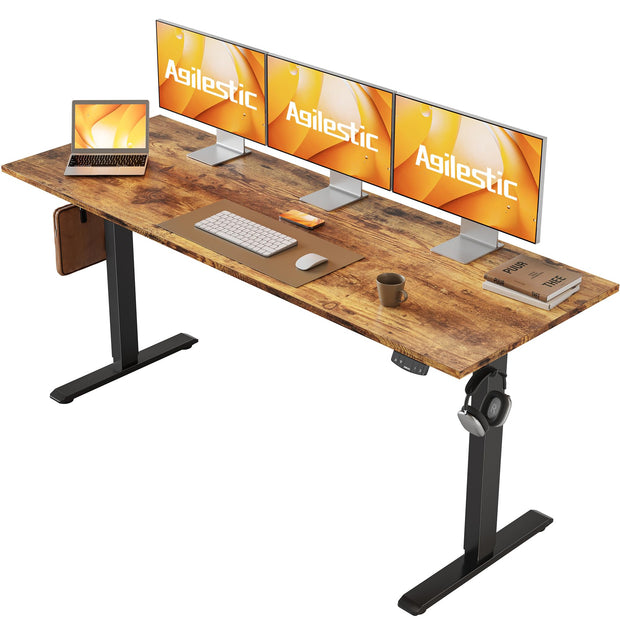 Agilestic Electric Standing Desk, 48 x 24 Inches Height Adjustable Desk, Sit Stand up for Work Office Home, Ergonomic Rising Computer Table with Memory Preset, Rustic Brown