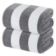 White Classic Stripe Cabana Beach Towels Oversized 2 Pack, Cotton Bath Towel Large - Luxury Plush Thick Hotel Swim Pool Towels for Adults Super Absorbent Quick Dry - 35x70 Mild Navy Blue | 2 Pack