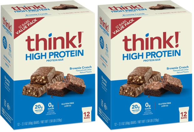 think! Protein Bars, High Protein Snacks, Gluten Free, Kosher Friendly, Creamy Peanut Butter, Nutrition Bars, 2.1 Oz per Bar, 12 Count (Packaging May Vary)