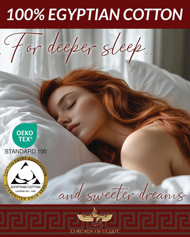 100% Egyptian Cotton Sheets King Size | 400 Thread Count | CEA Gold Seal Certified | Ultra Soft | Cooling for Hot Sleepers | 18" Deep Pocket | King Size [White]