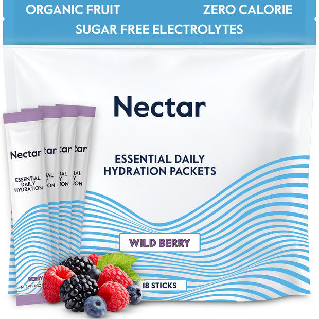 Nectar Hydration Packets - Electrolytes Powder Packets - Sugar Free & 0 Calorie - Organic Fruit Liquid Daily IV Hydrate Packets for Dehydration Relief and Rehydration (Variety 30 Pack)
