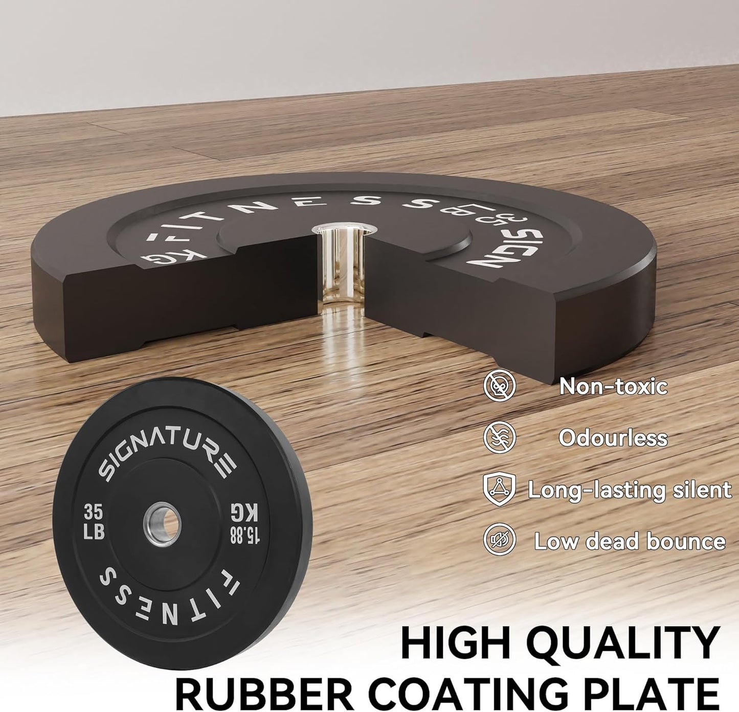 2" Olympic Bumper Plate Weight Plates with Steel Hub, Pair, Updated