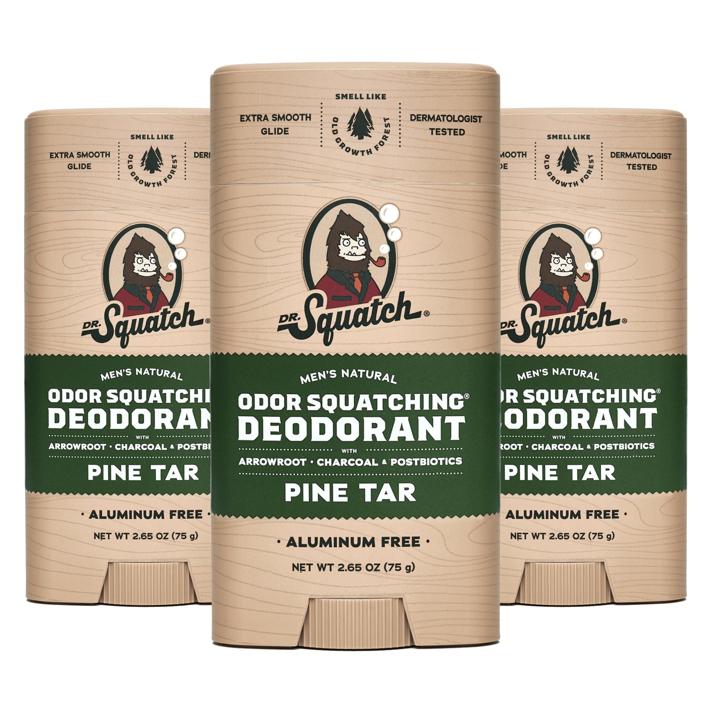 Dr. Squatch Natural Deodorant for Men 3 Pack – Odor-Squatching Men's Deodorant Aluminum Free (2.65 oz, 3 Pack)