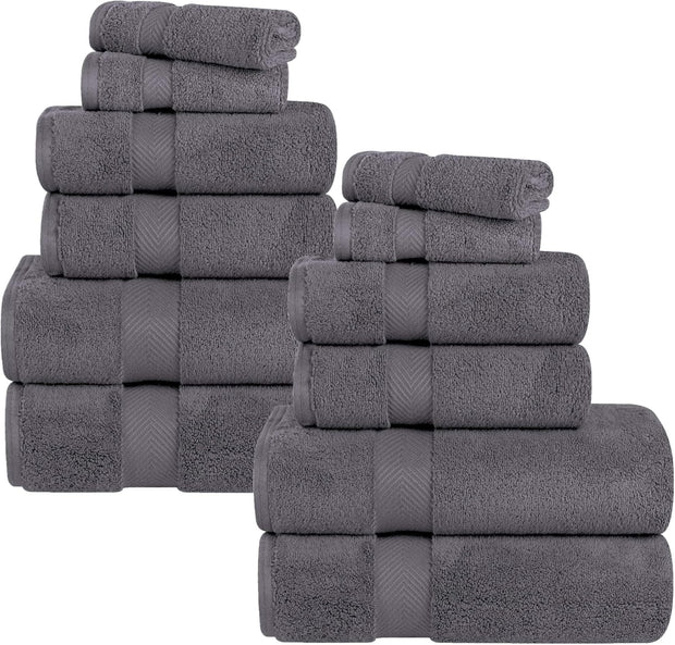 Superior Zero Twist 100% Cotton Bathroom Towels, Super Soft, Fluffy, and Absorbent, Premium Quality 6 Piece Towel Set with 2 Washcloths, 2 Hand Towels, and 2 Bath Towels, Coral