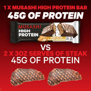 MUSASHI High Protein Bar, 45g Protein, 2g Total Sugars, Peanut Butter & Milk Chocolate Coated, Post Workout and Protein Snack On The Go, 12 Pack of 3.2oz (90g) Bars