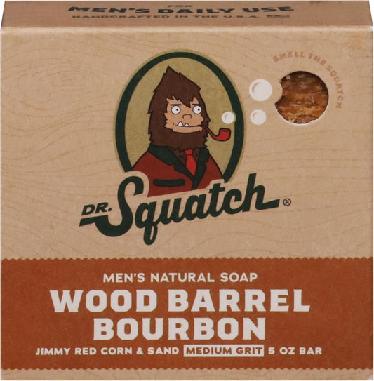 Dr. Squatch All Natural Bar Soap for Men with Medium Grit, Wood Barrel Bourbon 5 Ounce (Pack of 1)