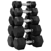 Rubber Encased Hex Dumbbell Set, Hand Weights with Anti-Slip Cast Iron Grip for Exercise & Fitness, Weights Dumbbells for Men Women Strength Full Body Workout, 60LB, 100LB, 150LB Set Options