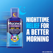 Mucinex Maximum Strength Fast-Max Cold & Flu and Nightshift, All-in-One Multi Symptom Relief Liquid, 6 Fl Oz - 2 Count (Pack of 1)