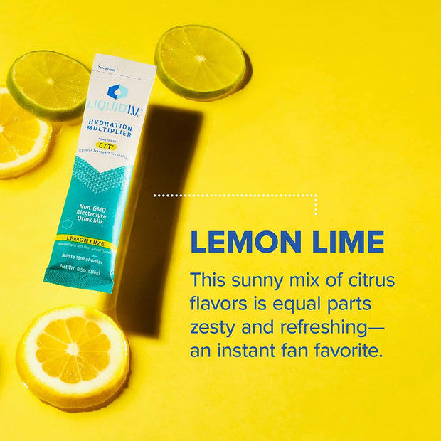 Liquid I.V. Hydration Multiplier - Lemon Lime - Hydration Powder Packets | Electrolyte Drink Mix | Easy Open Single-Serving Stick | Non-GMO