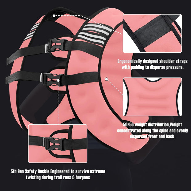 Weighted Vest Men or Women - 5/10/15/20/25/30lbs Weights with Reflective Stripe, Weighted Vest for Workout Equipment for Strength Training Running - Walking Weight Loss