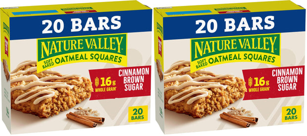 Nature Valley Soft Baked Oatmeal Squares, Cinnamon Brown Sugar, 20 Bars, 24.8 oz