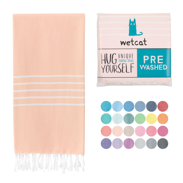 WETCAT Turkish Beach Towel Oversized (38"x71") 100% Turkish Cotton, Made in Turkey - Sand Free, Extra Large, Ultra Soft, Quick Drying, Compact & Lightweight for Travel - Blue