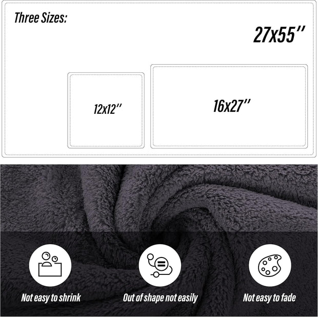 MOONQUEEN Ultra Soft Towel Set-Quick Drying-2 Bath Towels 2 Hand Towels 2 Washcloths - Microfiber Coral Velvet Highly Absorbent Towel for Bath Fitness, Bathroom, Sports, Yoga, Travel(Dark Grey, 6 Pcs)