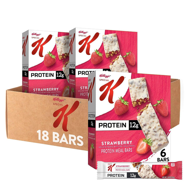 Kellogg's Special K Protein Meal Bars, 12g Protein, Meal Replacement, Strawberry (3 Boxes)