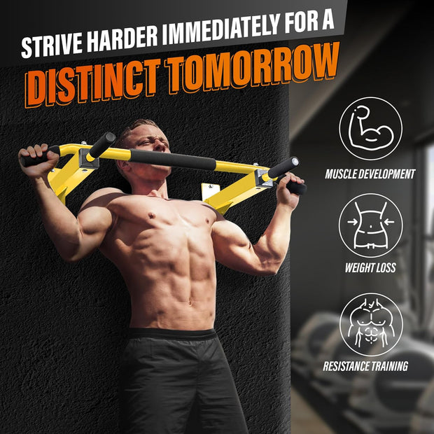 Yes4All Pull Up Bar Wall Mounted - Multifunctional Wall Mounted Pull Up Bar for Home Gym Workout Strength Training Equipment