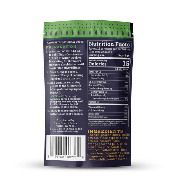 Siete Mild Taco Seasoning Mix | Gluten Free | Vegan | Paleo | Preservative Free | Whole 30 Approved (1 Packet)